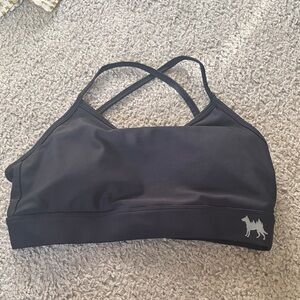 Stylish Black Sports Bra with Dog Logo